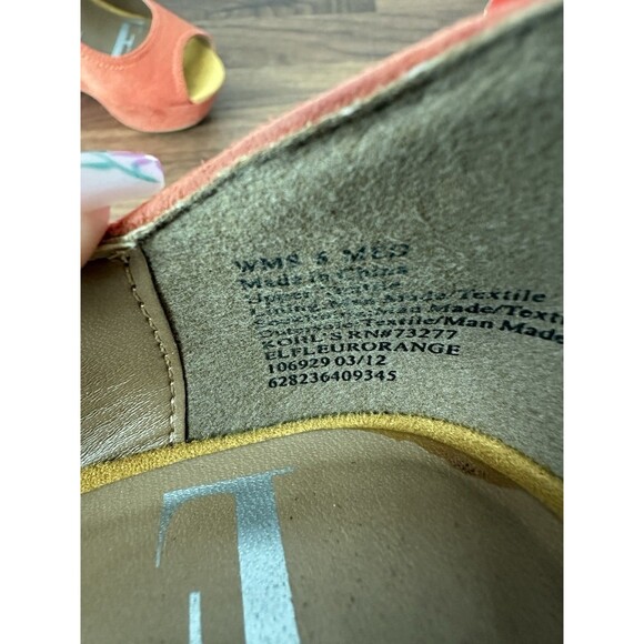 Elle Women’s Peep Toe Wedge Heels Orange Size 6 M Elfleuorange - Picture 10 of 13